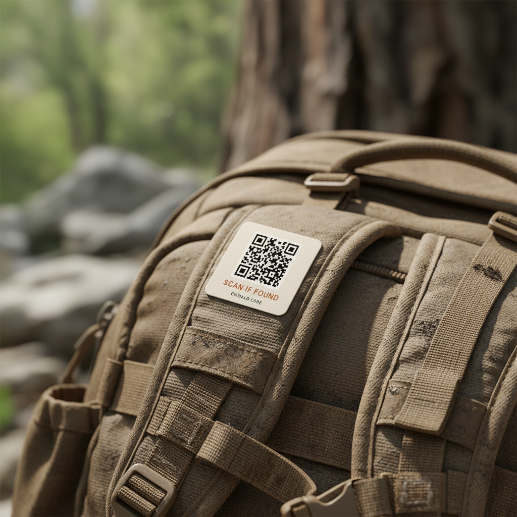 Label on backpack strap